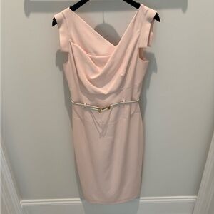 Black Halo Blush Draped Midi Dress